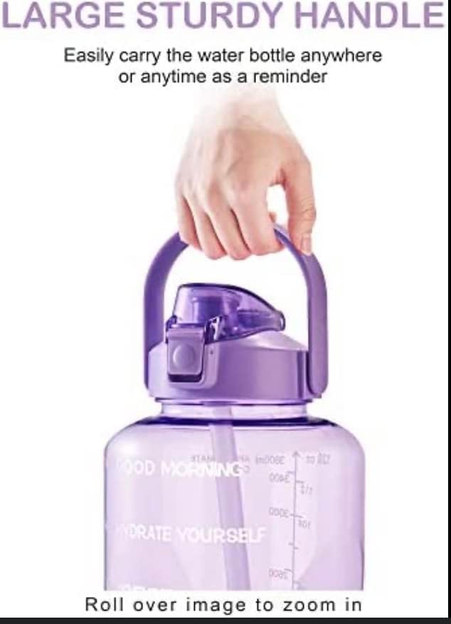 Бутилка за вода за фитнес зала (мятно-лилаво) Мотивационни, без BPA, Марка време, Дръжка, Свалящ се силиконов