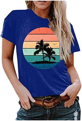 Тениска с Гавайскими Почивка за Жените, Тениски с изображение на Слънчев бряг, Летни Ежедневни Блузи с Къс ръкав,