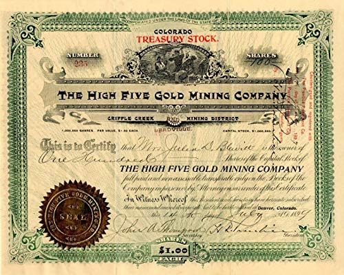 High Five Gold Mining Co. - Склад за сертификат