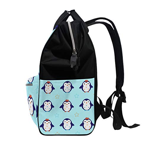Чанта за бебешки Пелени, Раница, Чанта за Майките, Сладки Пингвини и Звезди, Мултифункционална Чанта за Пелени