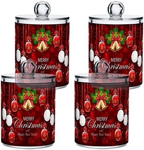 ALAZA 2 Опаковки Qtip Притежателя Диспенсер Червени Блестящи Снежинки, Коледни Топки Органайзер за Баня Кутийки