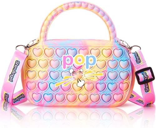 shesangel Pop-Портфейл, Чанта през рамо за момичета и жени, Голям Тъчпад Силиконова Мультяшная чанта с поп-играчка-Непоседой