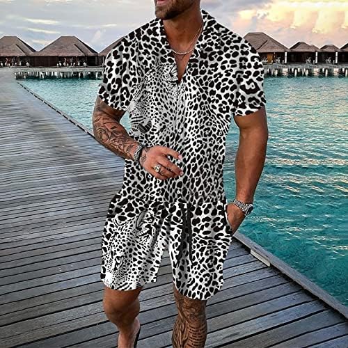 Bmisegm Лятна Мъжка Риза За плуване, Мъжки Летни Модни и Ежедневни Хавайска Риза с Леопардовым Принтом, Почивки