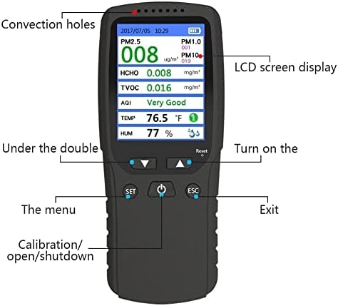 BKDFD 9 1 Монитор на качеството на въздуха Газоанализатор ФПЧ2.5 PM1.0 PM10 Детектор HCHO TVOC Измерител на