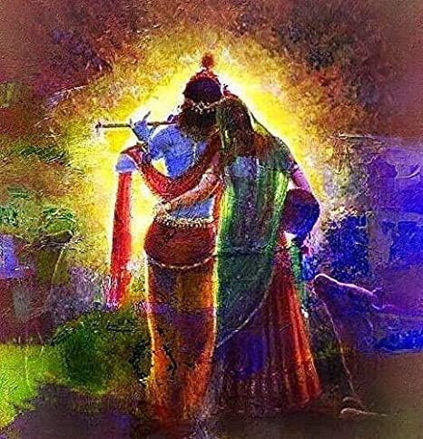 SoulSpaze Радха Кришна: История на вечната любов, Ръчно Рисувани Върху платно Без рамка (80x120 см X1)