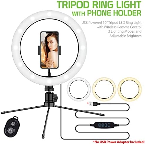 Светъл трикольор пръстен за селфи, съвместим с Samsung SM-920R4 10 инча, с дистанционно управление за директно