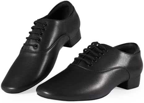 Черни Обувки за Танци балната зала Кожени Характерни Обувки за Мъжките Танци Салса Испанци Танго