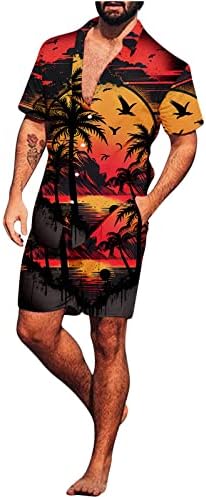 RbCulf Хавай, Комплект от 2 теми за Мъжете, Лятна Ежедневни Облекла за Почивка на Плажа, по-Големи Размери,