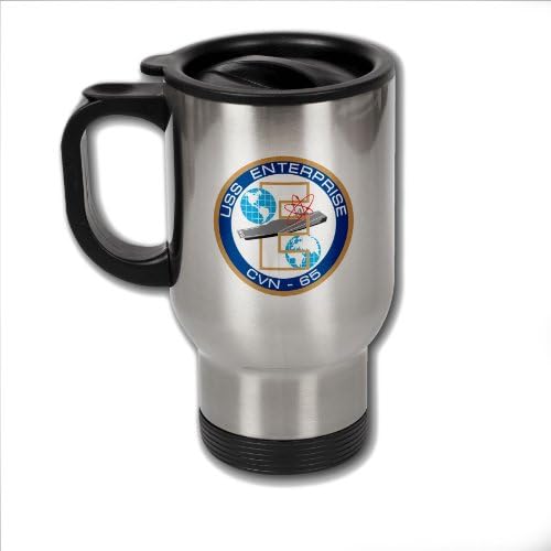 Кафеена чаша ExpressItBest от неръждаема стомана с емблема на ВОЕННОМОРСКИТЕ сили на САЩ USS Enterprise (CVN-65)