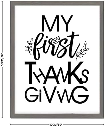 Табела с Позитивно Изказване в дървена Рамка със Стих от Библията Моят Първи Ден на Благодарността, Шик Стил,