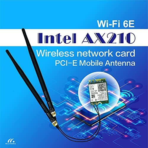 Intel WiFi Карта AX210 ММ #999M85 / Антена WiFi6E / Ipex4 / Удължител за антена 15,3 см