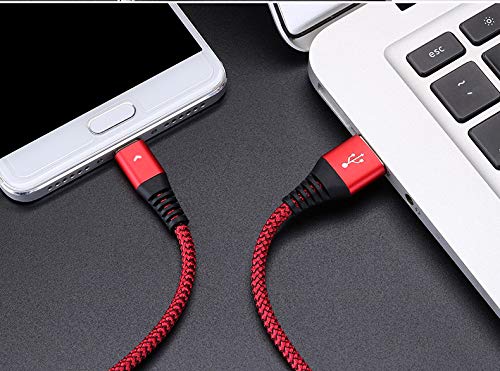Кабел USB Type C в найлонов оплетке IFLASH, Кабел за бързо зарядно устройство от USB A 2.0 до USB-C за Samsung Galaxy Note 9 8 S20 S10 S10 + S10e Fold S8 S9 +, Mini Active (Червен, 3 метра)