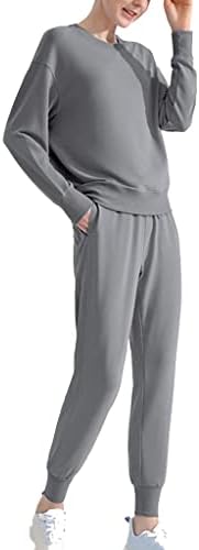 Есенно-Зимни Дрехи за йога, Женски Свободен Пуловер с дълги ръкави за фитнес, 2 броя (Цвят: сив, Размер: Голям)