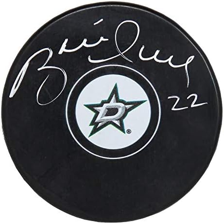 Брет Хъл Подписа Хокей шайба с логото на Далас Старс - за Миене на НХЛ с автограф