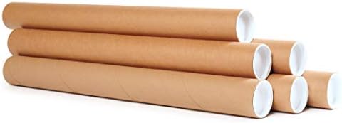 Пощенски тубусы с капаци - Тубы от крафт картон премиум-клас за пощенски пратки - Тубы за плакати с Размер 2 x 24 (5)