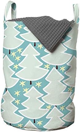 Чанта за дрехи под формата на елхи Ambesonne, Коледна Тема с Изображения на Дървета и звезди в стил Драскат