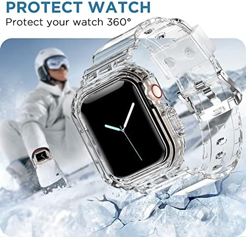 DABAOZA е Съвместим с Прозрачен каишка Apple Watch 45 мм 44 мм 42 мм 41 мм 40 мм 38 мм Ultra, Мъжки Женски каишка за часовник с корпус, спортен Желеобразный Прозрачна лента за iWatch Series 8 7