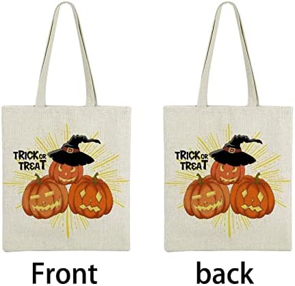 Дамска чанта-тоут с шарките на Jack-O-Фенер-Призрак, черна котка, прилепи, шапка на вещица, декор за Хелоуин, торби за многократна употреба за продукти, сладки чанти-тоу