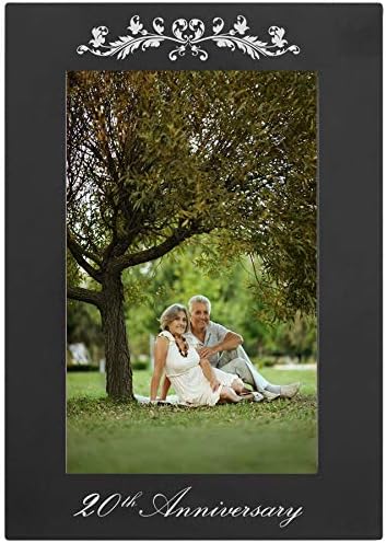 CustomGiftsNow 20th Anniversary - Рамка за Сватбени Снимки С Лазерно Гравирани От Анодизиран Алуминий, Подвесная/Настолна