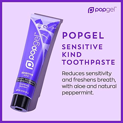 Паста за зъби PopGel Sensitive Kind - Мека Мятная паста за зъби, не съдържаща пластмаса, паста за зъби
